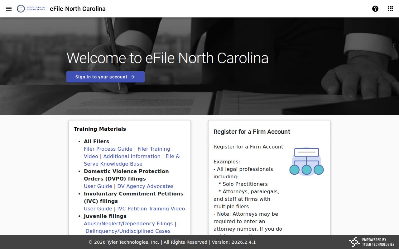 Catawba County case lookup Tyler File and Serve distinction