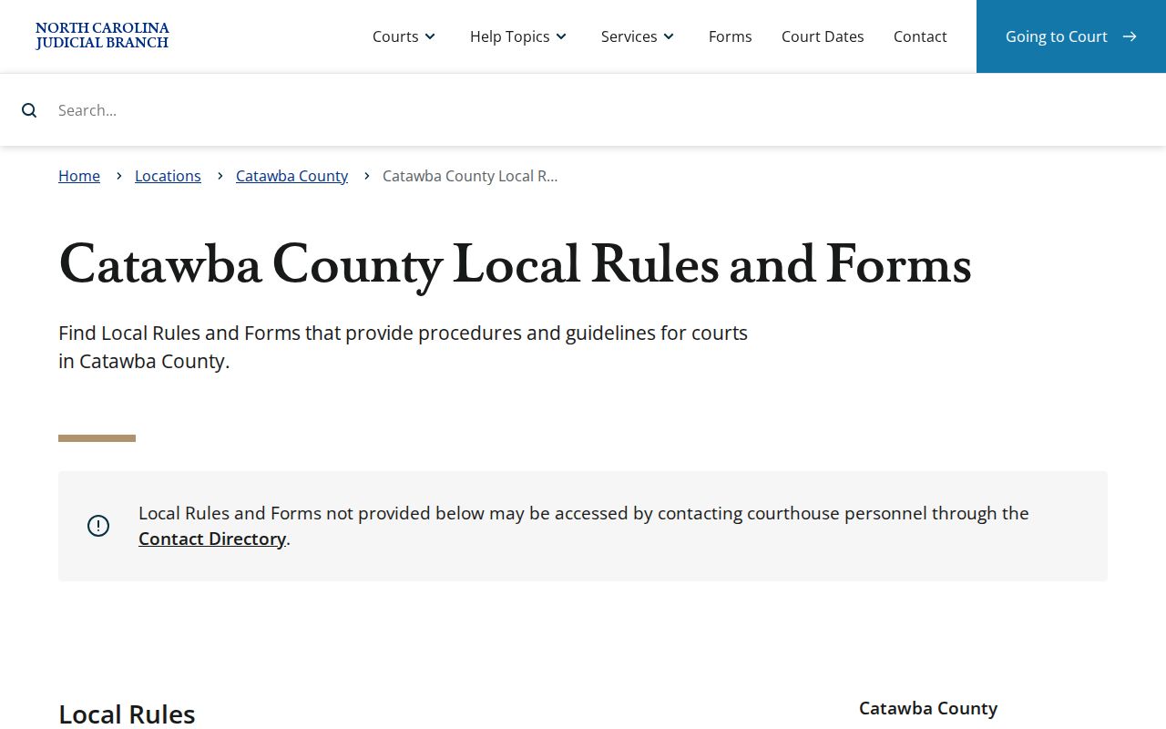 Catawba civil docket local rules and forms page