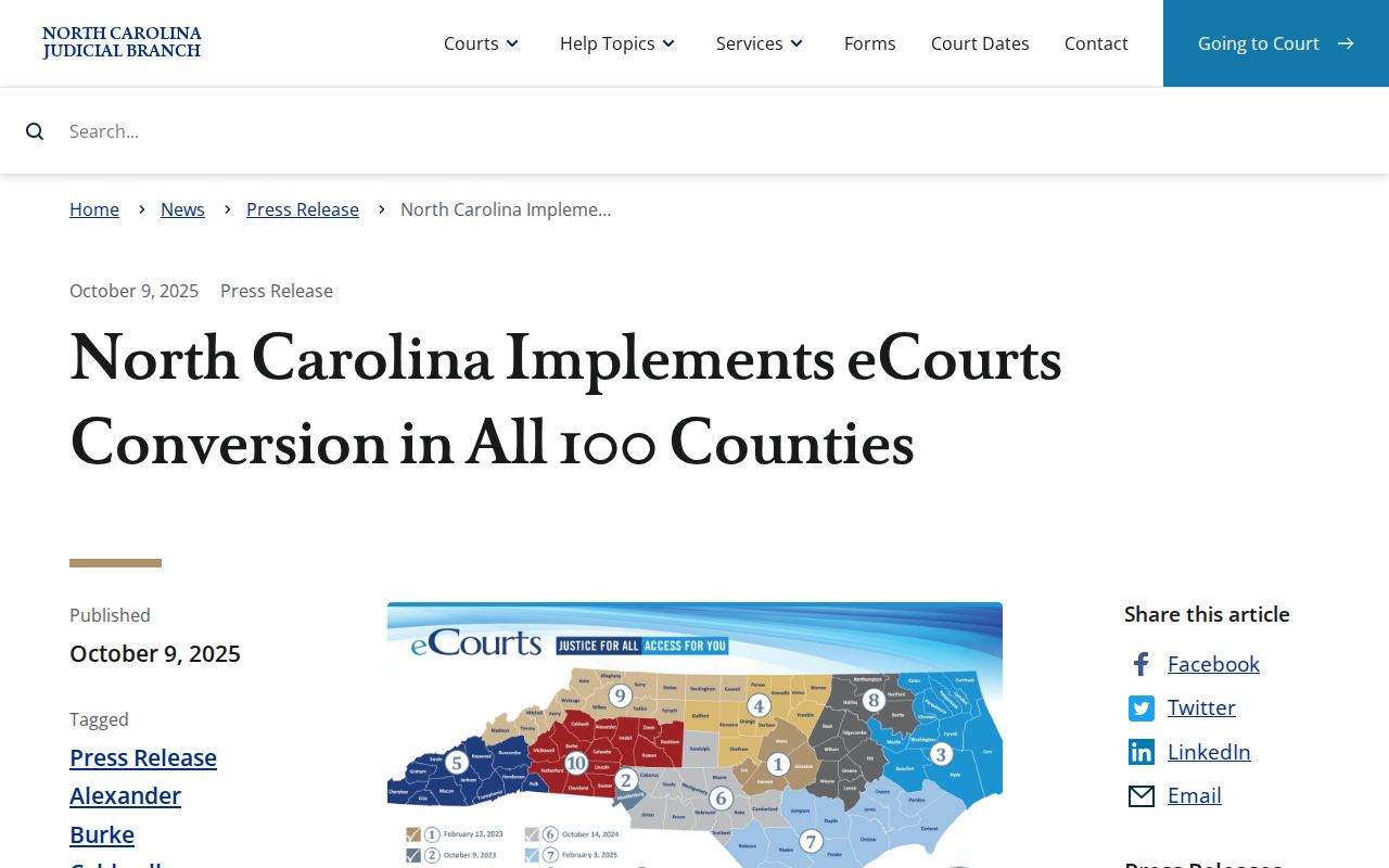 Catawba civil docket final statewide eCourts conversion announcement