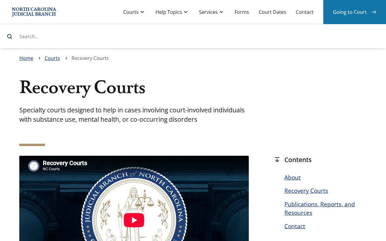 Catawba County court calendar North Carolina recovery courts information
