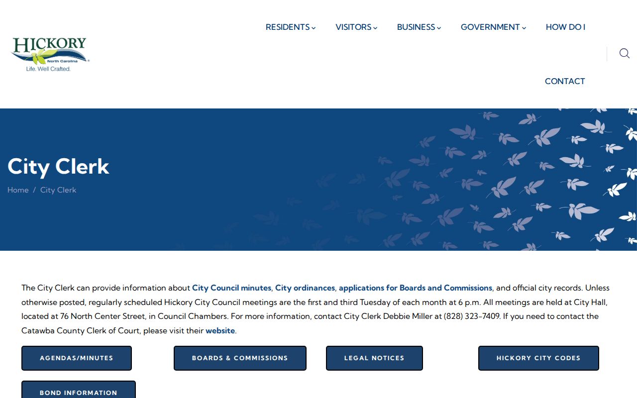 Hickory court record route and City Clerk distinction