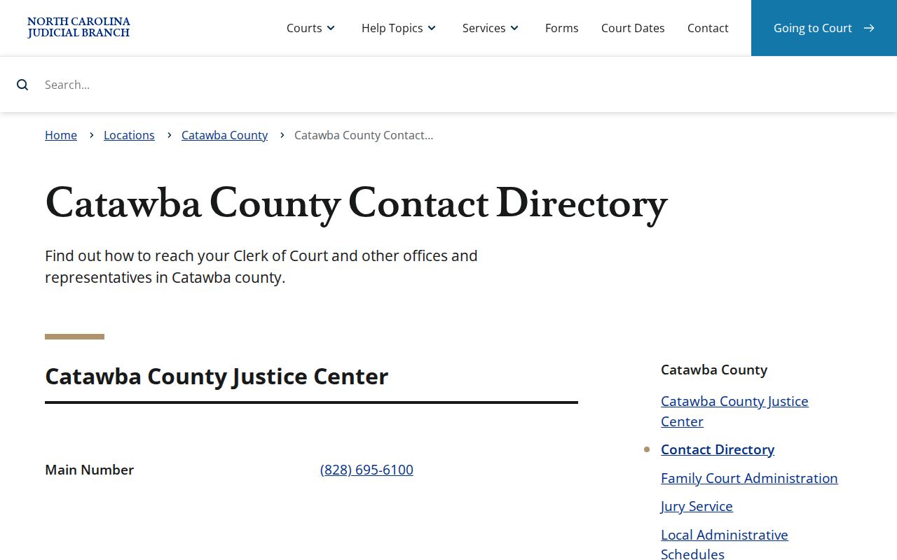 Catawba County court docket contact directory