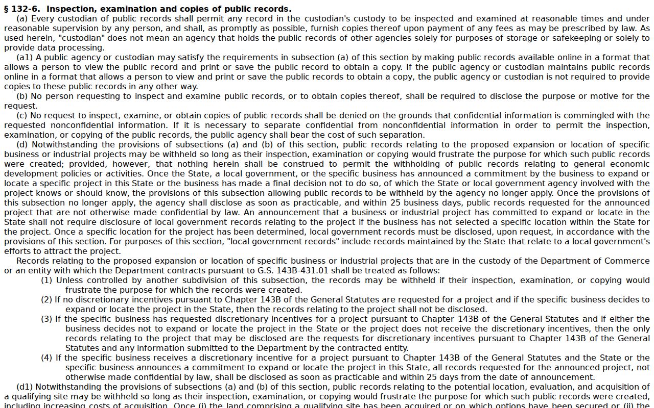 Catawba County court docket public records access statute