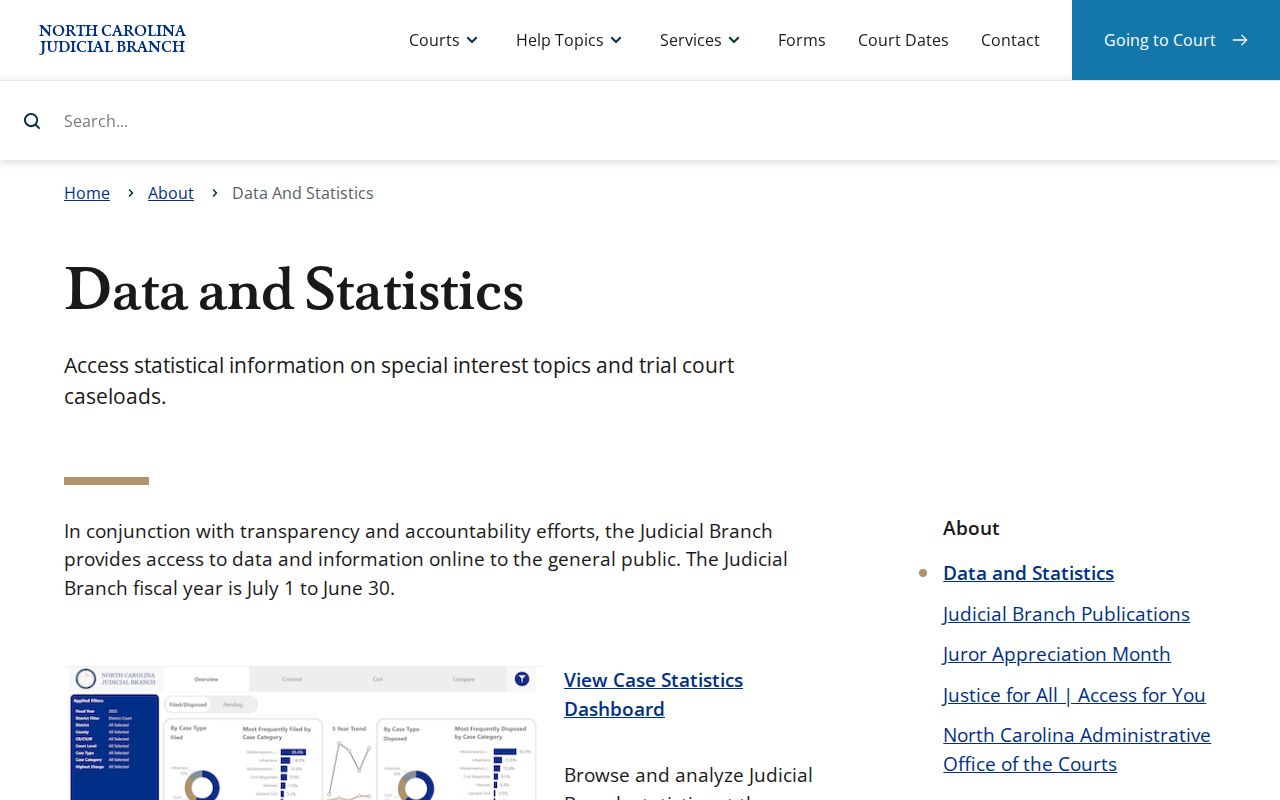 Catawba County court docket judicial branch records statistics